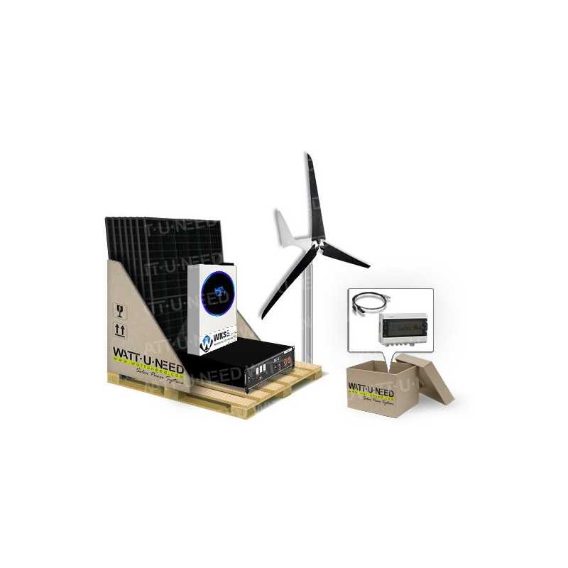 6-panel self-consumption kit with LITHIUM storage and wind turbine