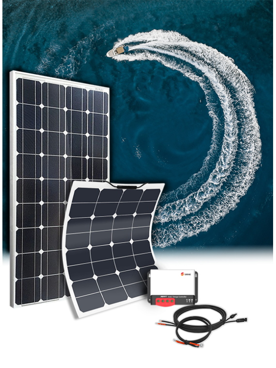  Kit de panel solar flexible de 12 V, paneles solares de 100 W  con controlador solar para barco, coche, RV y cargador de batería : Patio,  Césped y Jardín
