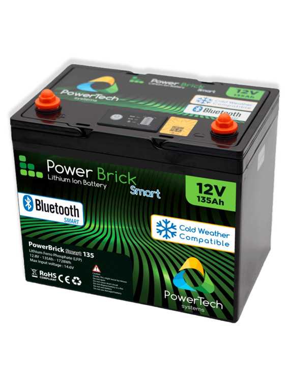 PowerBrick+ Smart BT + Heater 12V 135Ah lithiumbatterij met Bluetooth en PB+B/H12/135 celverwarming