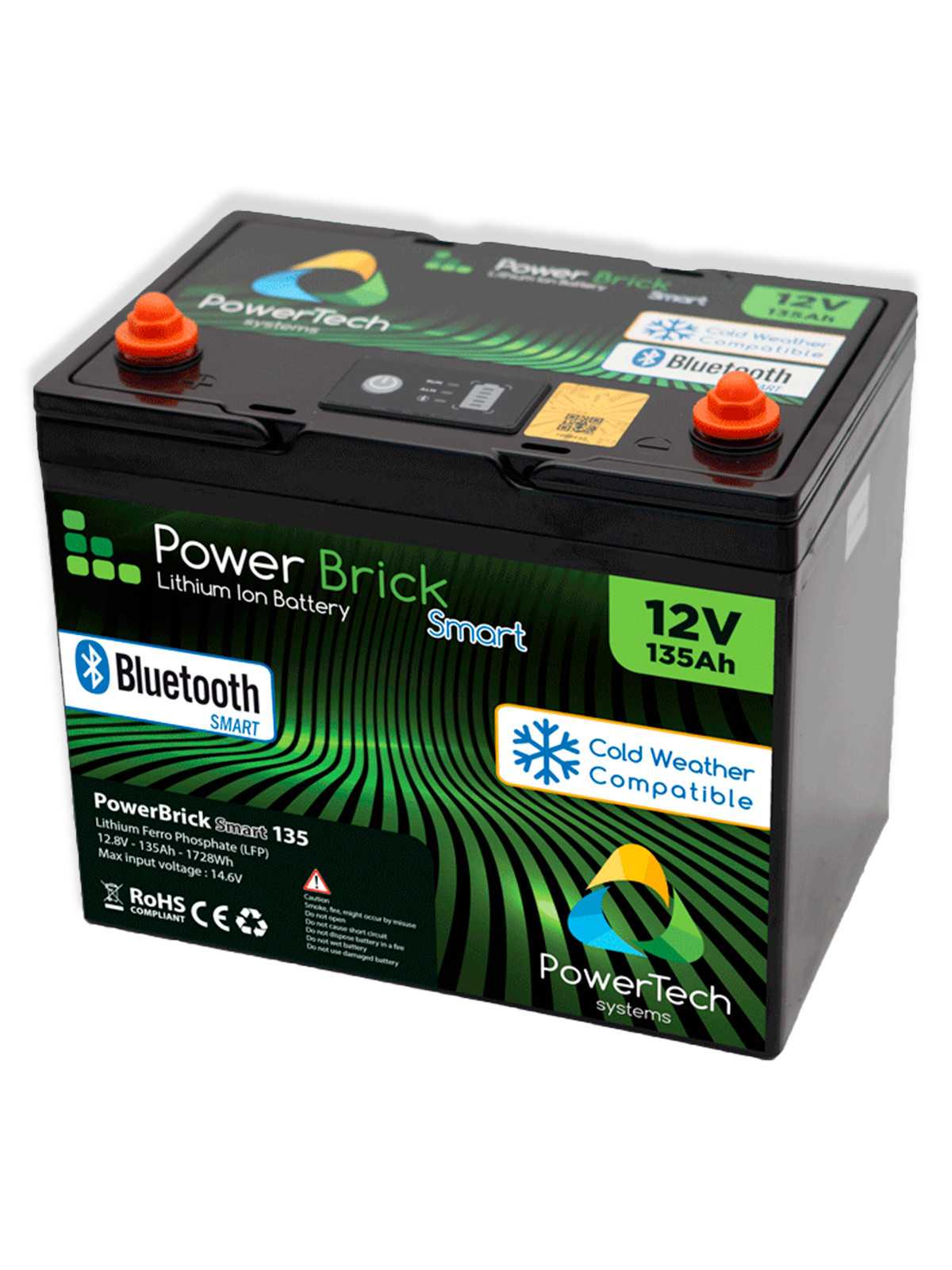 Batterie lithium PowerBrick+ Smart BT + Heater 12V 135Ah avec Bluetooth et chauffage des cellules PB+B/H12/135