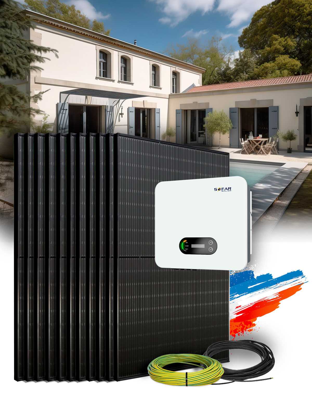 Kit autoconsommation triphasé 20 panneaux 6,6 kW avec installation en France