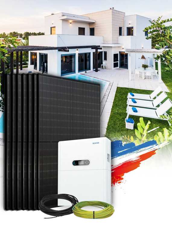 Kit de autoconsumo de 7 paneles de 3 kWp con almacenamiento e instalación en Francia