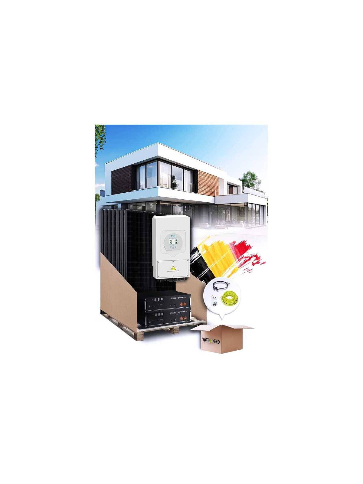 Self-consumption kit 25 panels 10 kVA with storage and installation in Belgium