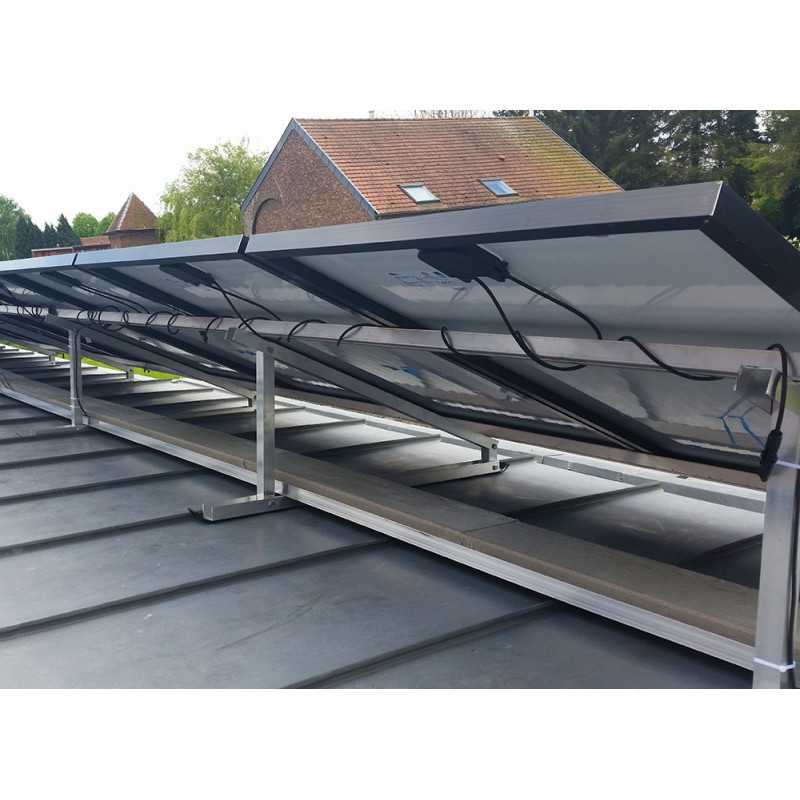 Kit de fixation pour panneaux solaires sur surface plane via structure en  aluminum