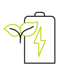 Battery icon with lightning bolt and flower