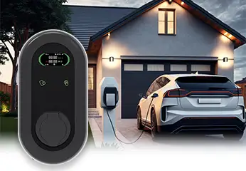 Tiiger charging station and electric car at a home charging station