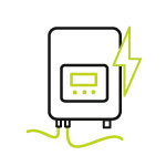 Icon für einen Wechselrichter mit grünem Blitz