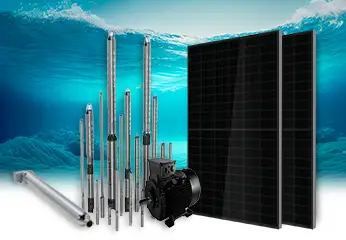Various Grundfos solar pumps and solar modules